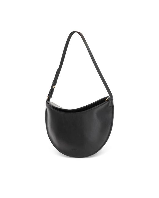 Jacquemus Black Schwarze Leder Umhängetasche Halbmond