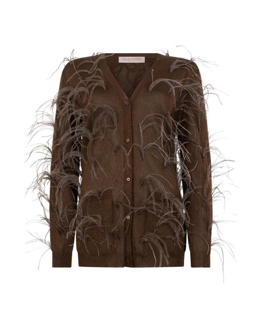 Valentino Garavani Brown Brauner Federdetail Cardigan