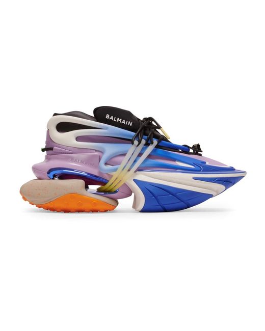 Baskets basses unicorn en néoprène et cuir di Balmain in Blue da Uomo