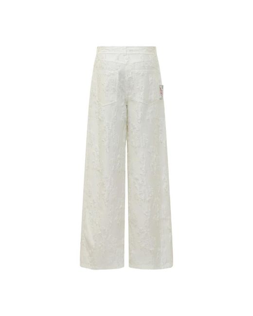 MSGM White Wide Trousers