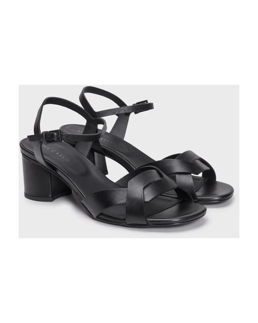 Roberto Del Carlo Black Python print mid-heel sandalen mit knöchelriemen