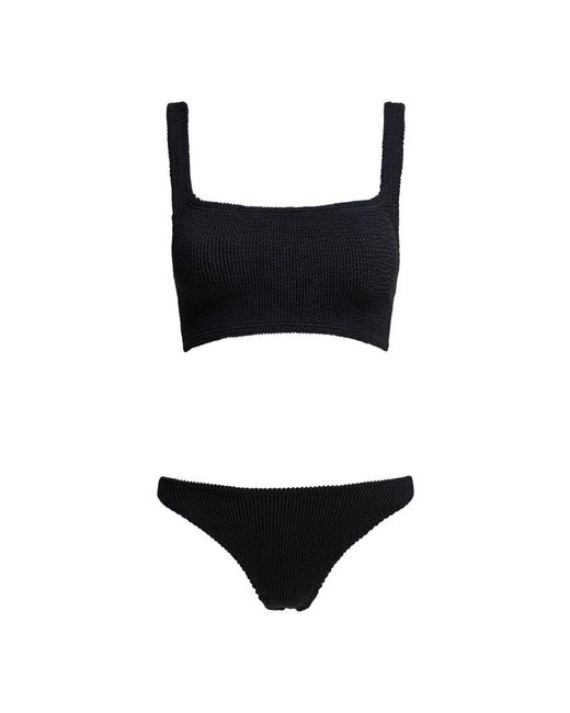 Hunza G Black Schwarzer Bikini Anzug Einfarbig
