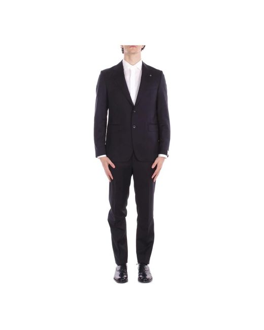 Tagliatore Virgin Wool Tailored Suit in het Black voor heren