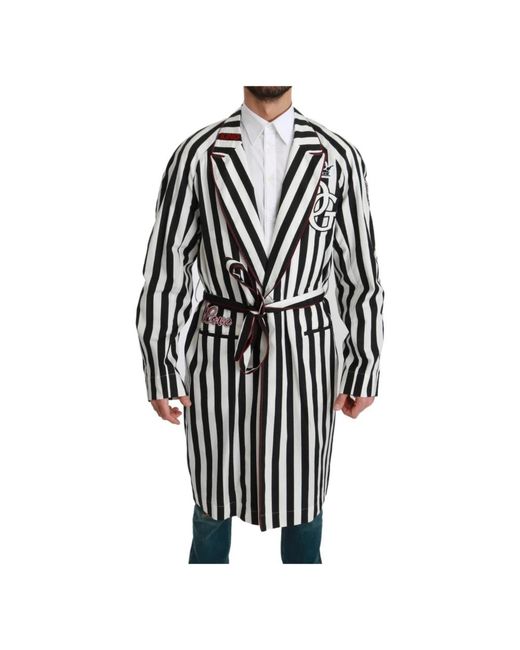 Dolce & Gabbana Zwarte Jas Nachthemden Witte Katoenen Badjas in het Black voor heren