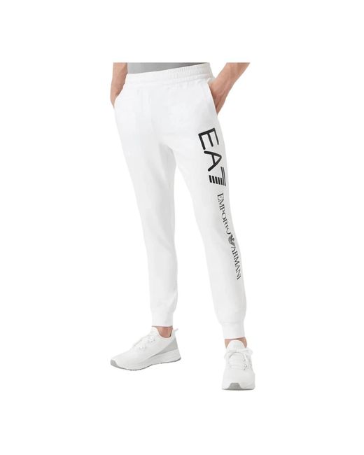 EA7 Ea7 emporio armani hose logo series jogginghose aus baumwolle mit elastischem bund und seitentaschen in White für Herren