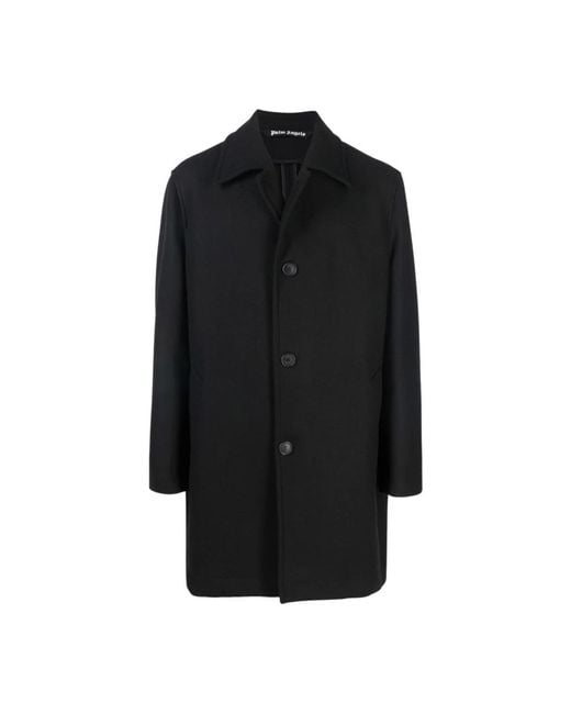 Palm Angels Black Single-Breasted Coats for men