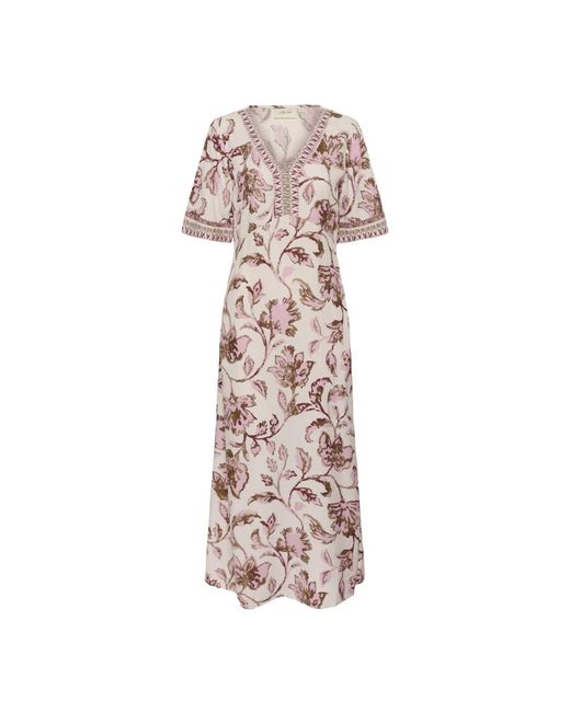 Cream Maxi Jurk in het Pink
