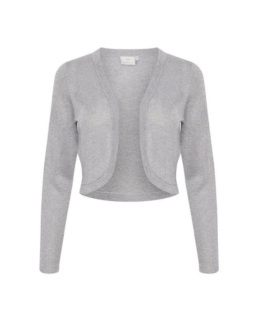 Kaffe Truien & Vesten ,Grijs ,Grijze Melange Bolero Met Zilver Lurex in het Gray