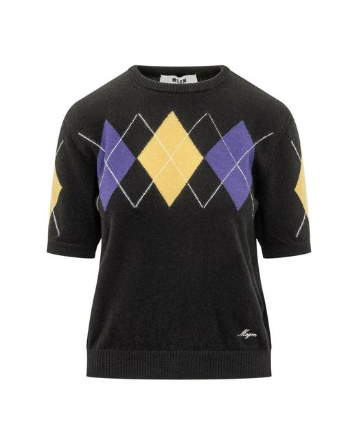 MSGM Black Round-Neck Strickwaren