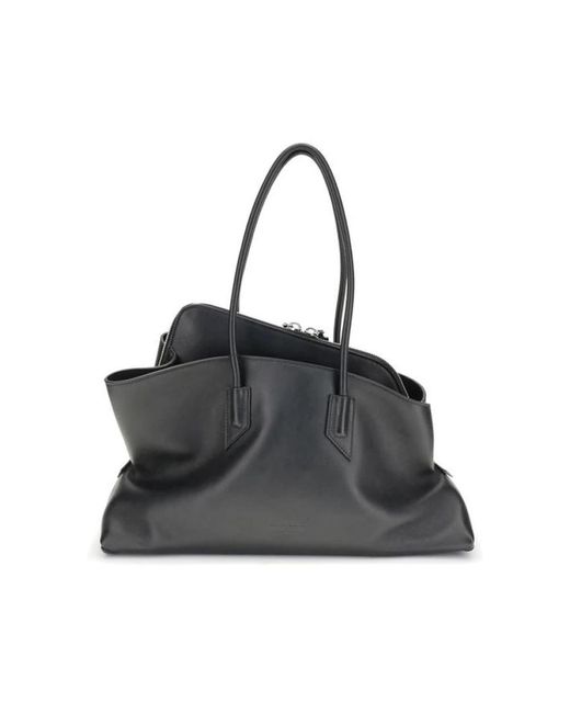 The Attico Black Elegante Lederschultertasche Mit Monogrammdetail
