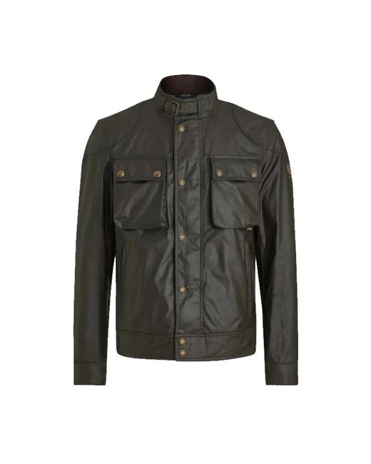 Belstaff Green Racemaster Waxed Jacket Faded Olive 50 for men