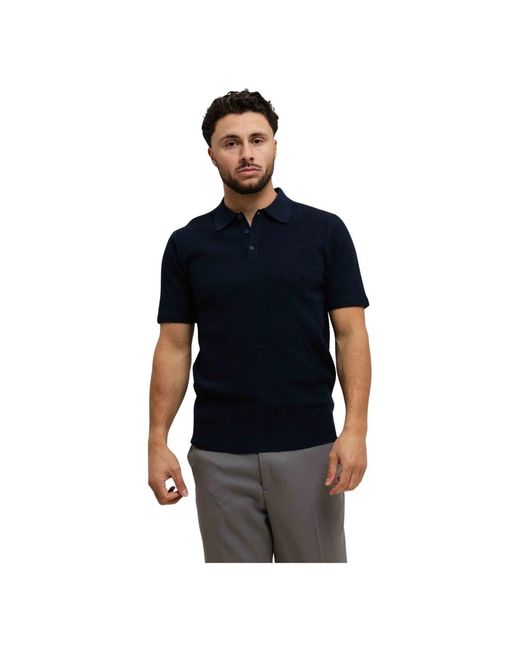 Pure Path Tops ,Blauw ,Katoen Klassieke Gebreide Polo in het Black voor heren
