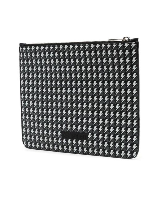 Pochette con zip bianco nero di Neil Barrett in Black da Uomo