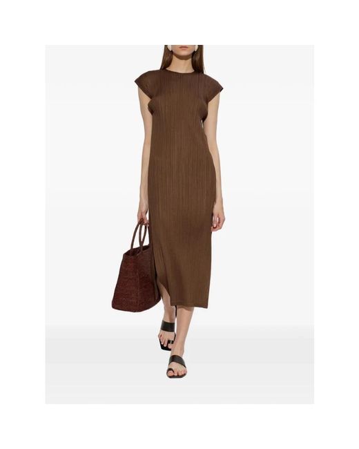 Issey Miyake Brown Midi Dresses