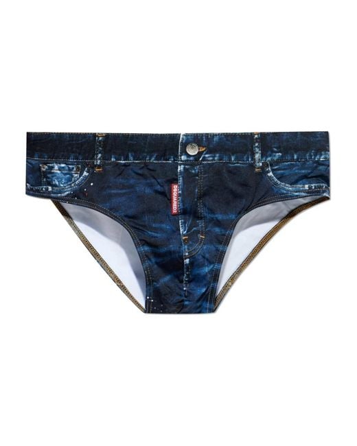 DSquared² Badmode ,Blauw ,Denim Zwemshorts in het Blue voor heren