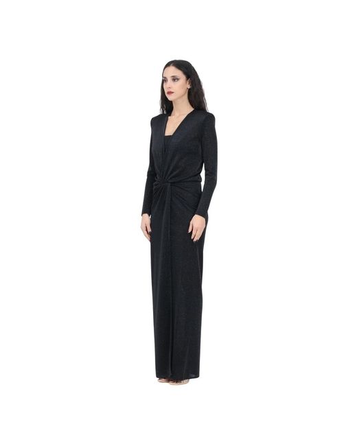 SIMONA CORSELLINI Black Smaragdgrünes langes kleid mit v-ausschnitt