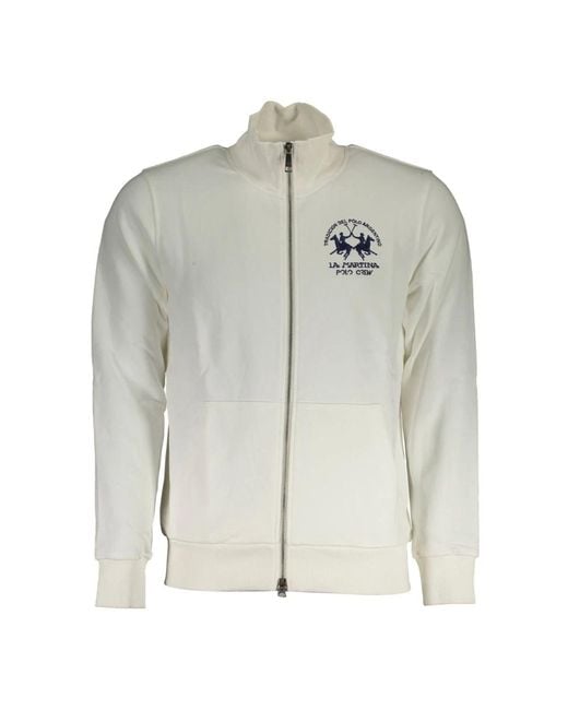 La Martina Hoodies & Sweatvesten ,Wit Zip-Up Sweatshirt Wit Geborduurd in het Gray voor heren
