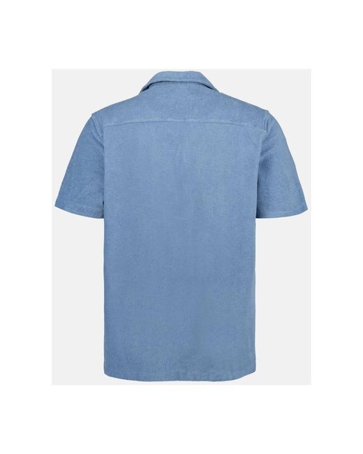Orlebar Brown Kurzarm baumwollhemd mit spitzkragen in Blue für Herren