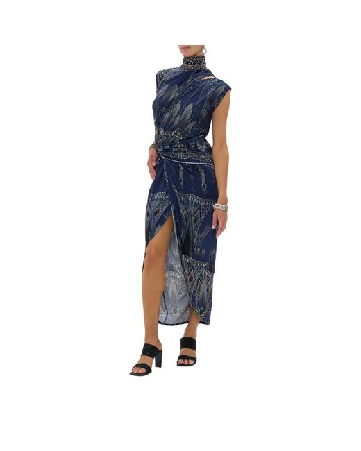 Camilla Blue Jerseykleid mit gesammeltem colum