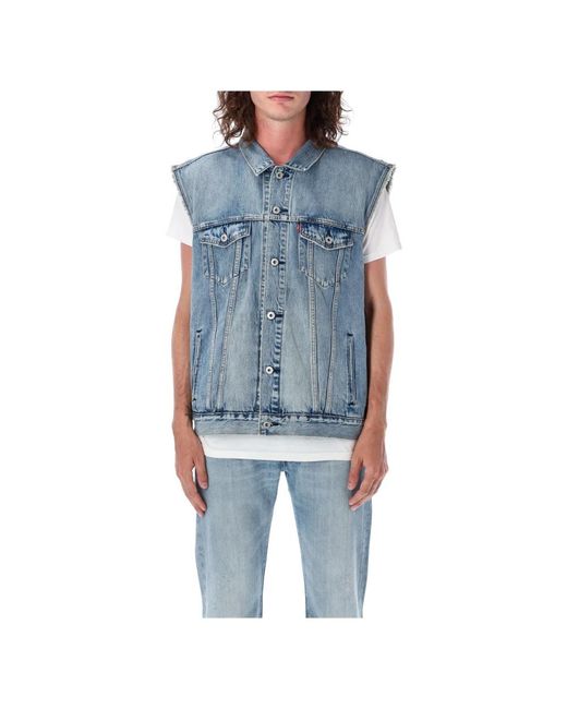 Levi's Jassen ,Blauw ,Denim Relaxte Trucker Vest in het Blue voor heren