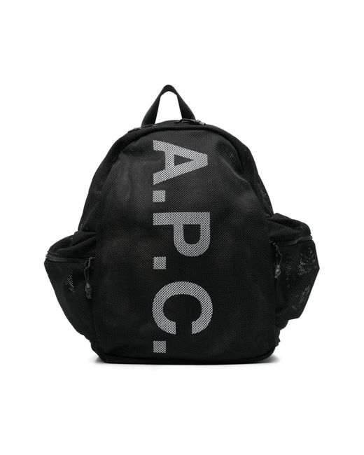 A.P.C. Tassen ,Zwart ,Zwarte Rugzak Met Ritssluiting En Gewatteerde Banden in het Black voor heren