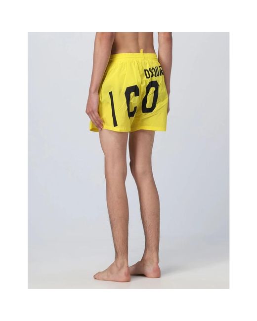 DSquared² Badmode ,Geel ,Icon-Print Zwemshorts in het Yellow voor heren
