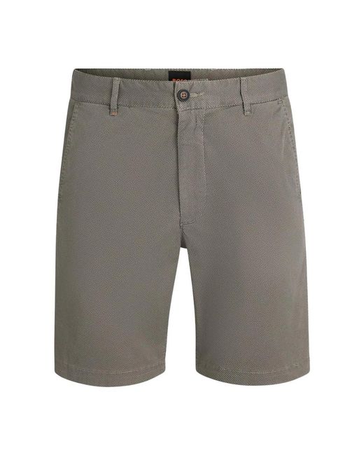 Boss Grijze Chino Bermuda Shorts Met Stretch in het Gray voor heren