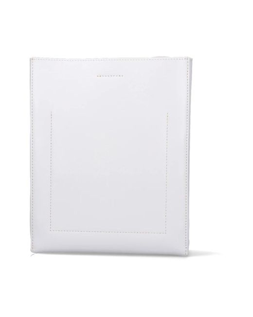 Calvin Klein White Weiße leder-schultertasche mit logo