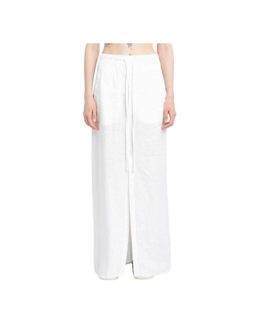 Falda larga de lino blanco con cintura elástica Thom Krom de color White