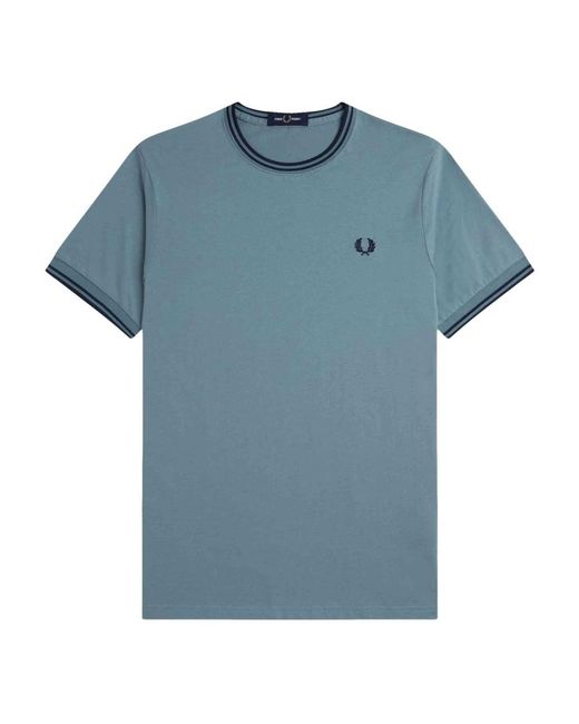 Fred Perry Contrast Ribeted Tee in het Blue voor heren