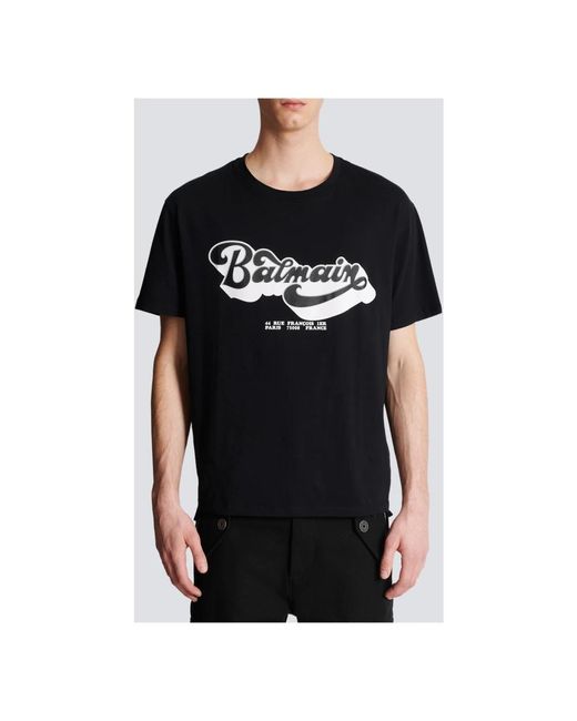 Balmain Black Logo 70s T-shirt for men