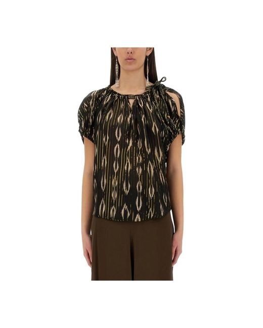 Isabel Marant Overhemden ,Zwart ,Blouse Met Gedrapeerde Schouderuitsnijding in het Black