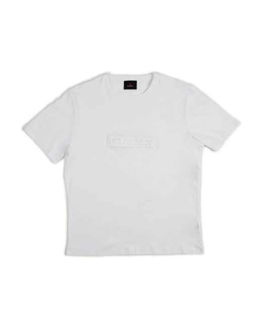 T-shirt uomo bianca con logo in rilievo di Peuterey in White da Uomo