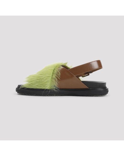 Marni Green Flat Sandals