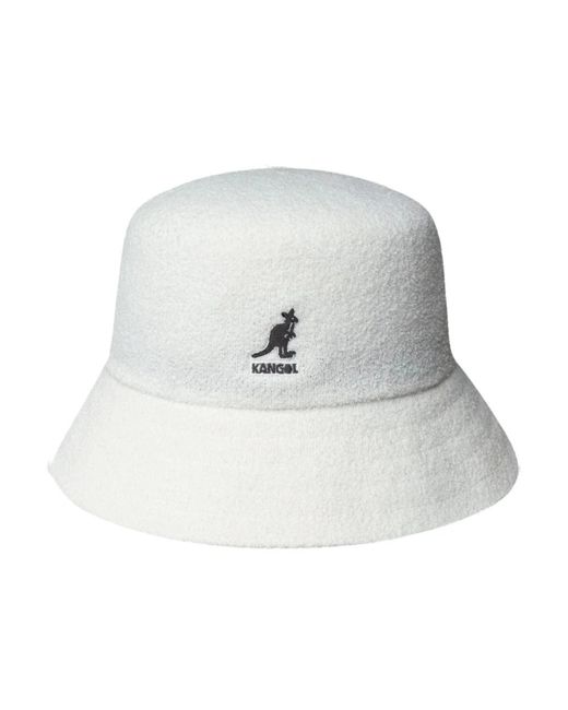 Kangol Gray Weißer Baumwoll-Eimerhut