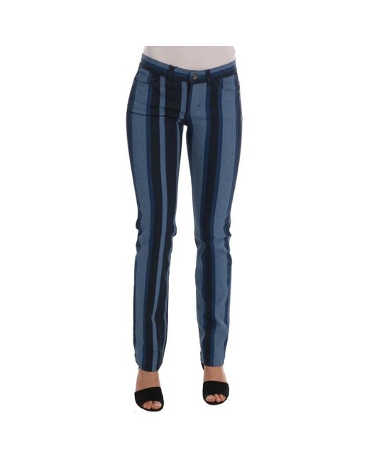 Dolce & Gabbana Blue Girly Striped Cotton Jeans