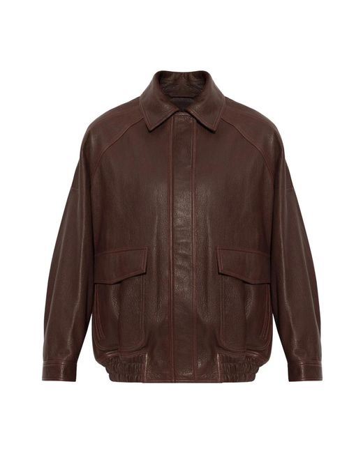 Rohe Grain Leather Aviator Jacket in het Brown
