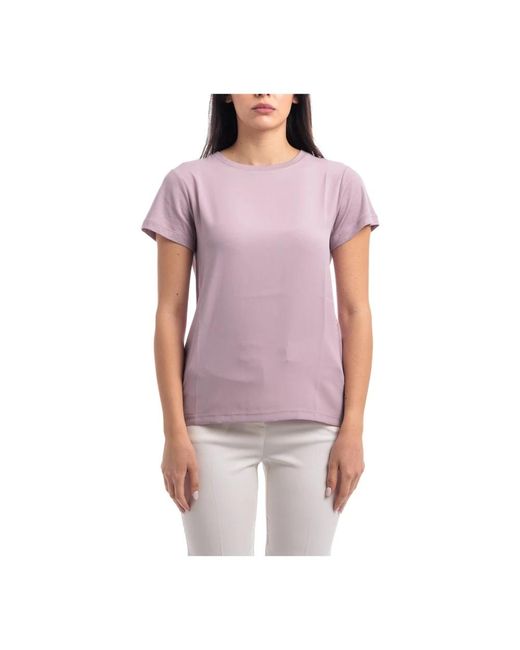 T-shirt in seta e jersey con scollo a girocollo di Seventy in Purple