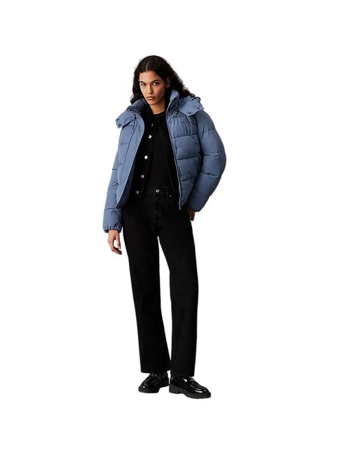 Calvin Klein Blue Vibrant Quilted Jacket With Detachable Hood