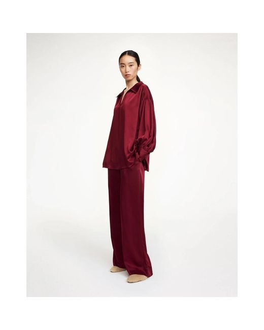 By Malene Birger Overhemden ,Rood ,Satijn Leonora Satin Blouse in het Red