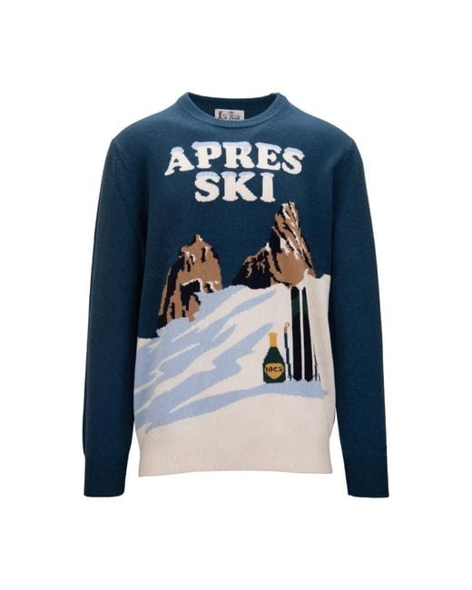 Mc2 Saint Barth Blue Round-Neck Knitwear for men