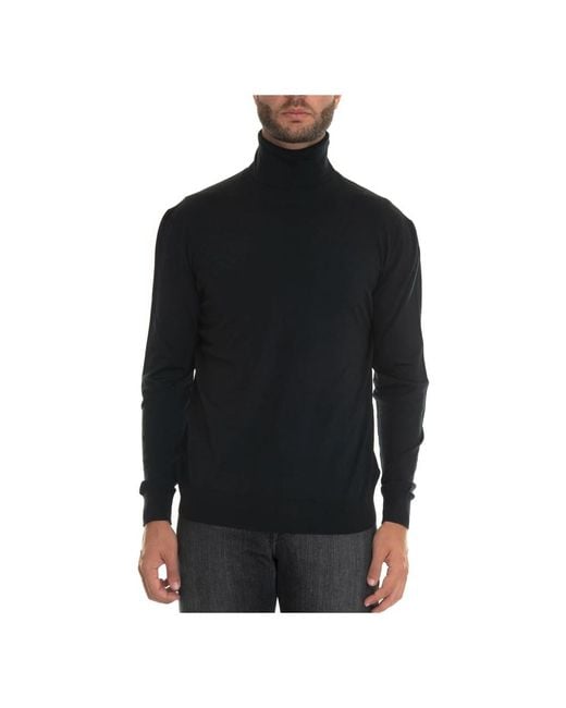 Kiton Blauer Woll Rollkragenpullover in Black für Herren