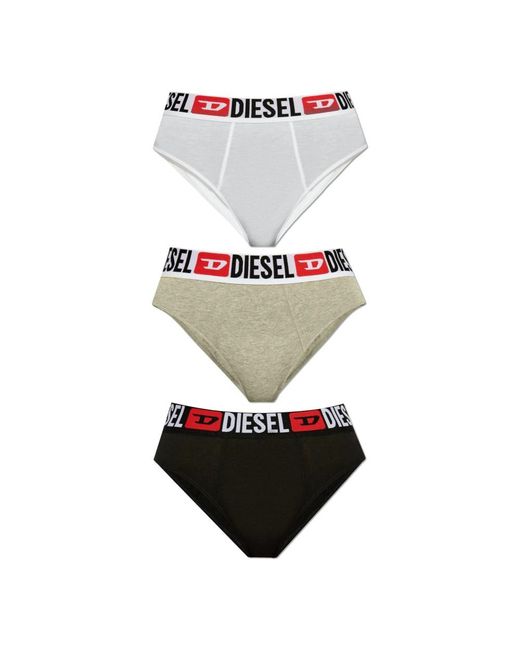 DIESEL Drie-Pack Slips in het White