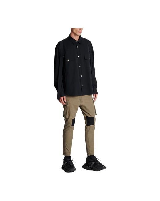 Balmain Blue Shoulder-strap Oversized Shirt for men