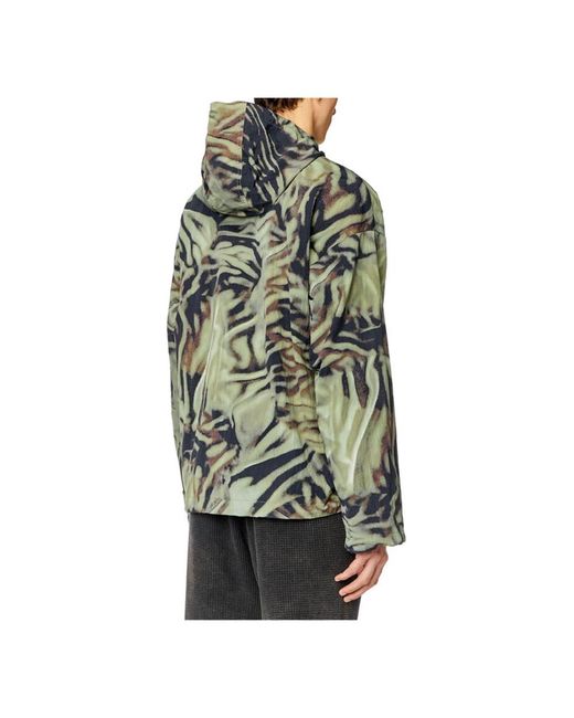 DIESEL Windjacke aus nylon camouflage-zebra-print in Green für Herren