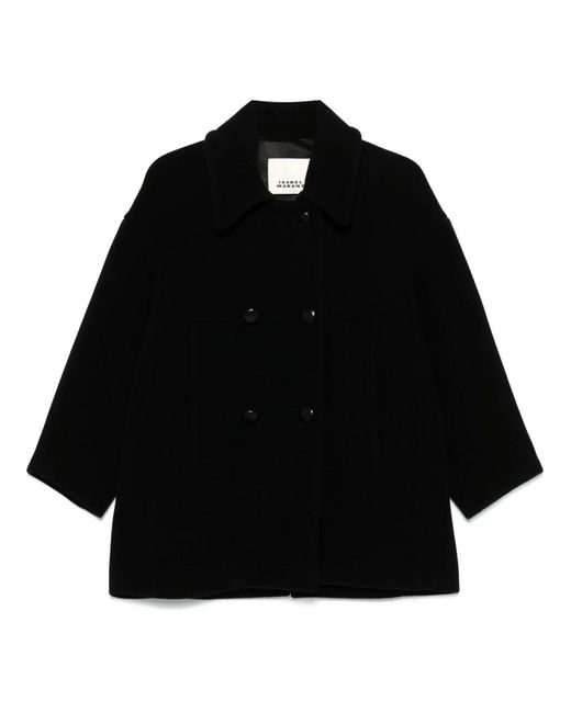 Double-Breasted Coats Isabel Marant de color Black