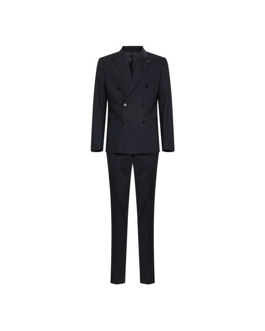 Lardini Black Double Breasted Suits for men