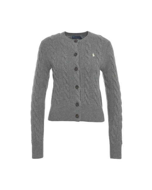 Polo Ralph Lauren Truien & Vesten ,Grijs ,Wol Grijze Kabelgebreide Vest Aw 25 in het Gray