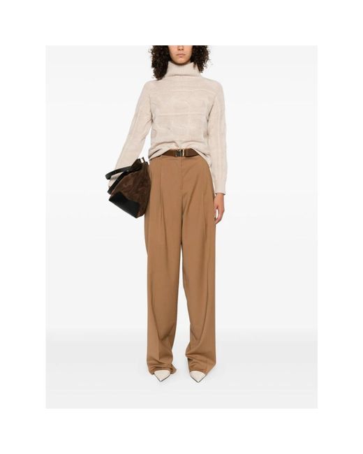 Max Mara Truien & Vesten ,Wol Kabelgebreide Coltrui in het White