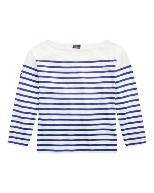 Polo Ralph Lauren Blue Klassisches gestreiftes bootneck tee top